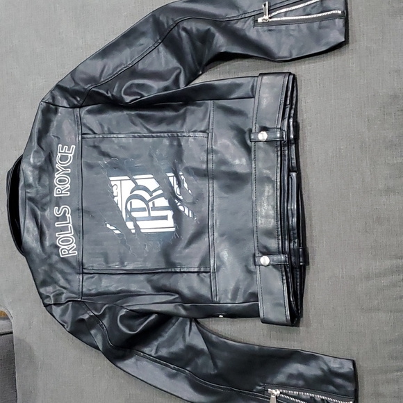 💥50% sale💥NEW Rolls Royce faux leather moto bomber jacket szS #855 - Picture 3 of 5